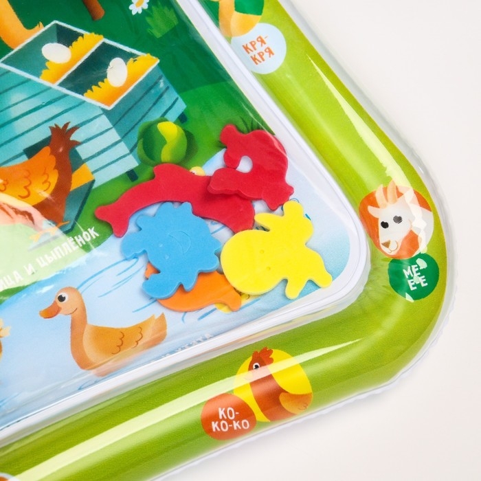 Акваковрик надувной развивающий водный коврик «Домашние животные», 80x50 см, в пакете, Крошка Я Акваковрик надувной развивающий водный коврик «Домашние животные», 80x50 см, в пакете, Крошка Я