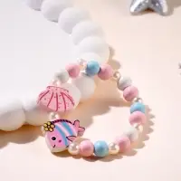 Браслет детский &laquo;Выбражулька. Ракушка, рыбка, жемчуг&raquo;, d=5.8 см, голубой, розовый