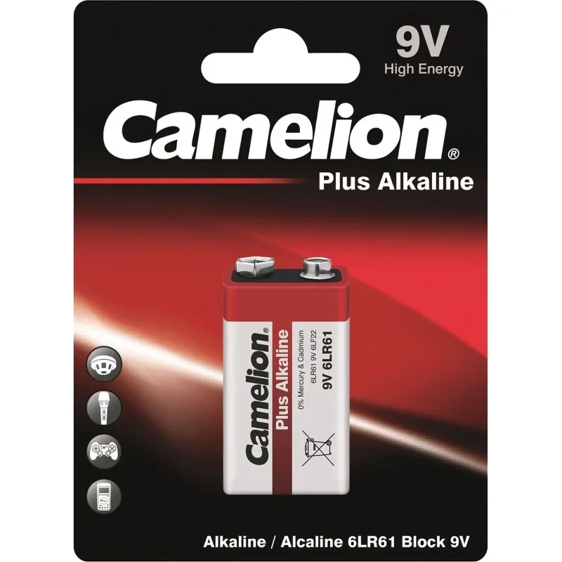 Батарейка Camelion 6LR61 Plus Alkaline 1шт/бл (6LR61-BP1, 9В) (1655)