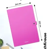 Папка-картотека на кнопке А4, ErichKrause Matt Neon, с 4 отделениями, пластик, микс