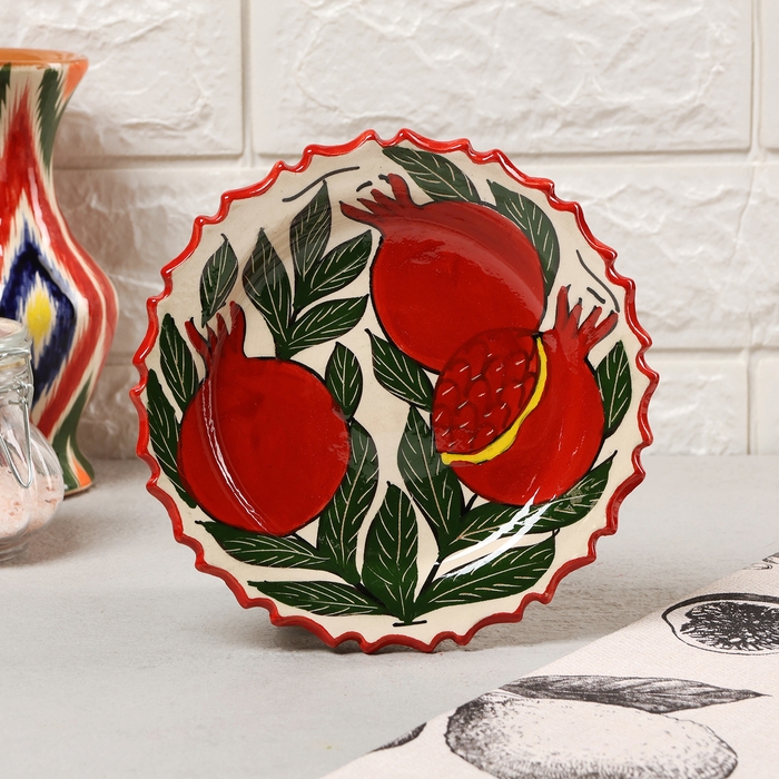 Тарелка Риштанская Керамика Тарелка Риштанская Керамика "Гранаты", 17см, рифлёная