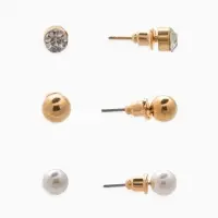 Набор 2 предмета: 3 колье, 3 пары пусет &laquo;Эстетика&raquo;, сердце, белый в золоте, 32 см