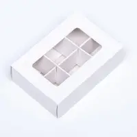 Коробка для конфет 6 штук, 8.7×5.8×2.5 см, Тонкие разделители, белый