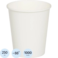 Стакан одноразовый бум. d-80мм 1-сл 250мл белый 1000шт/кор
