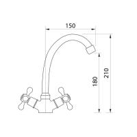 Смеситель для кухни ZEIN Z20380101, кран-букса латунь 1/2", без подводки, хром