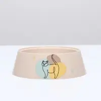 Миска для кошек &laquo;Мур-мяу&raquo;, 300 мл, 14.5&times;14.5&times;4 см, пластик, бежевая