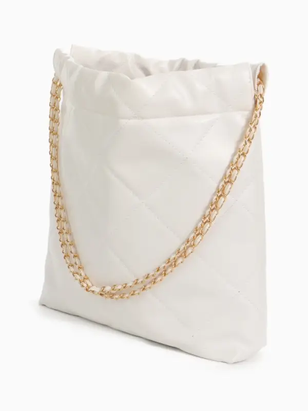 Сумка - мешок женская без застёжки, 35&times;7&times;33 см, со стёжкой, белая