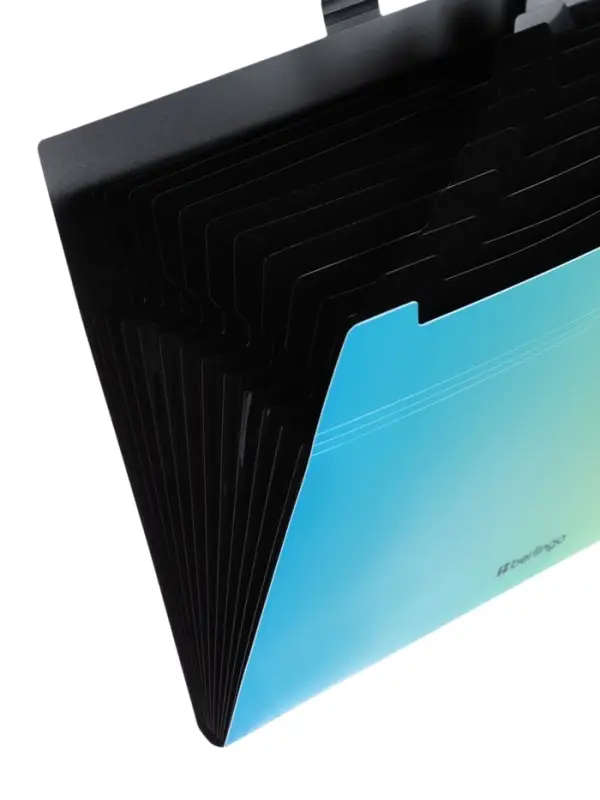 Папка А4 Radiance, 12 отделений, 600 мкм, на кнопке, голубой/зеленый градиент