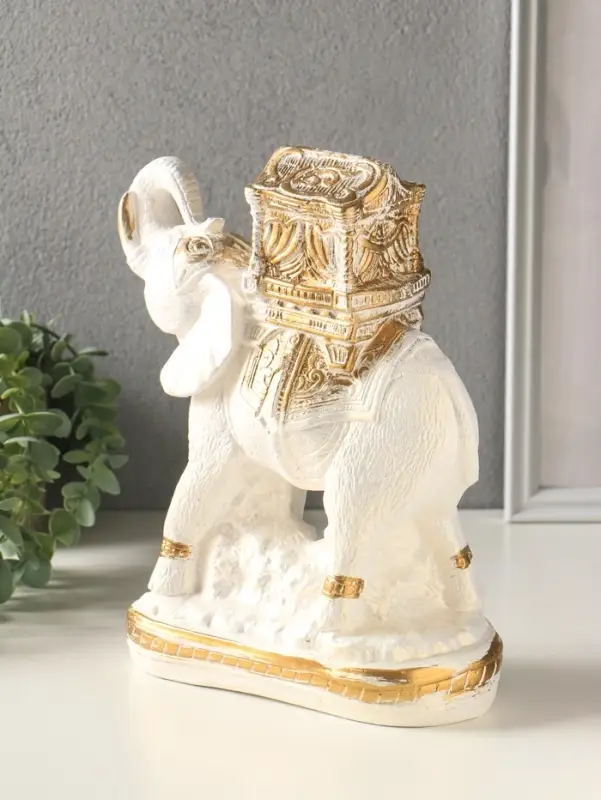 Копилка для денег &laquo;Слон Богатство&raquo;, гипс, белый, 29&times;21&times;9 см