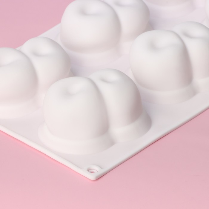 Форма для муссовых десертов и выпечки Доляна «Вишенки», 29,8×17,2×4,2 см, 6 ячеек (8×5 см), цвет белый Форма для муссовых десертов и выпечки Доляна «Вишенки», 29,8×17,2×4,2 см, 6 ячеек (8×5 см), цвет белый