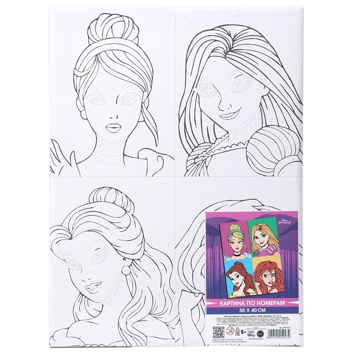 Картина по номерам на подрамнике, 30х40 см, Принцессы Картина по номерам на подрамнике, 30х40 см, Принцессы