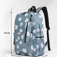 Рюкзак школьный &laquo;Мишки&raquo; для девочки, с пеналом, 3 кармана, 28&times;12&times;43 см, серый