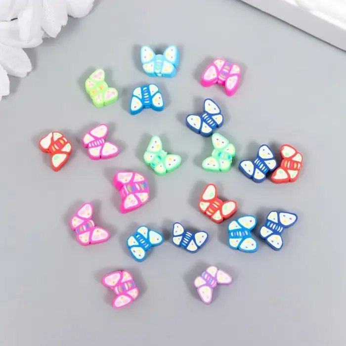 Бусины для творчества PVC  Бусины для творчества PVC "Бабочки" цветные набор 20 шт 1х1х1 см