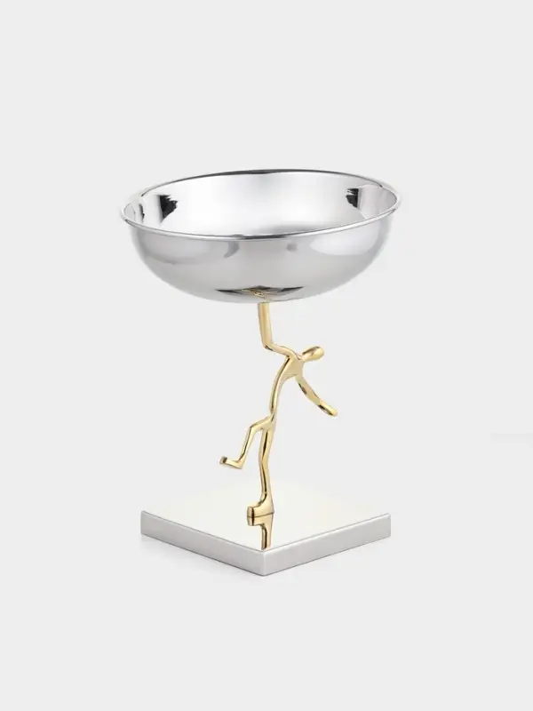 Блюдо сервировочное на подставке &laquo;Человек&raquo;, d=18 см, нержавеющая сталь, латунь