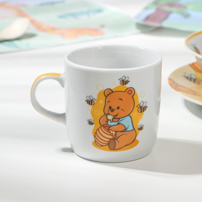 Набор детской посуды из керамики Доляна «Медвежонок и мёд», 3 предмета: кружка 230 мл, миска 400 мл, тарелка d=18 см, цвет белый Набор детской посуды из керамики Доляна «Медвежонок и мёд», 3 предмета: кружка 230 мл, миска 400 мл, тарелка d=18 см, цвет белый