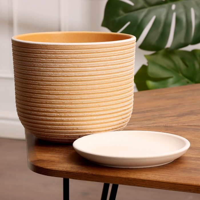 Горшок цветочный Лоза бежевый бук №3, 2,9 л, d - 18,6 см Горшок цветочный Лоза бежевый бук №3, 2,9 л, d - 18,6 см