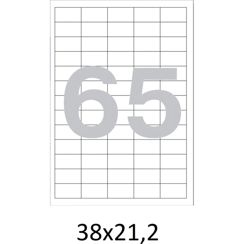 Этикетки самоклеящиеся кауч.к 38х21,2 65шт/л А4(100л/уп)