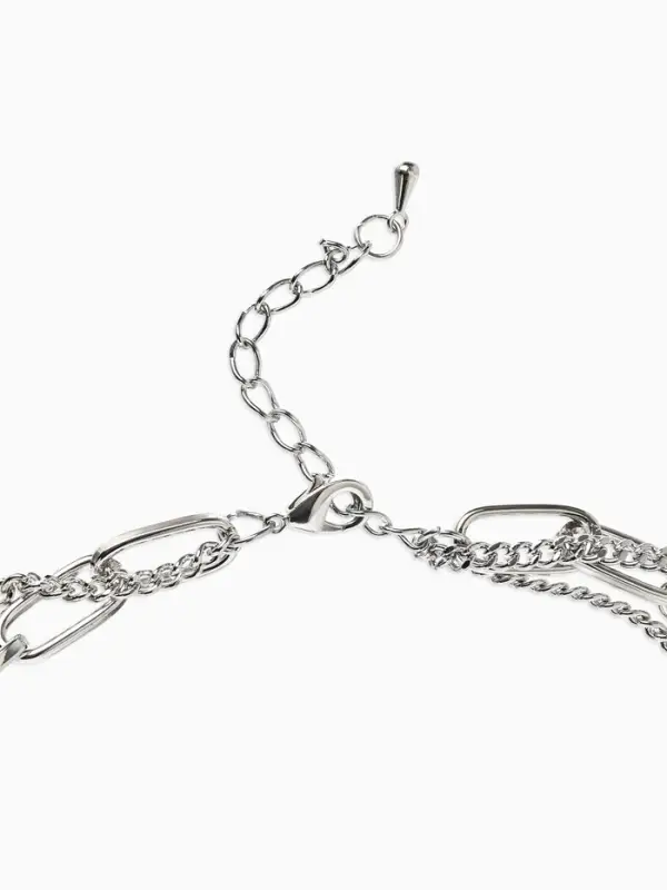 Кулон &laquo;Цепь&raquo;, звенья, 2 нити, цвет серебро, 42 см