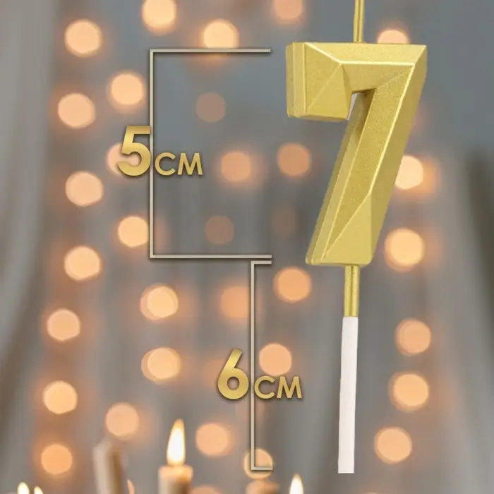 Свеча в торт на шпажке «Алмаз», цифра 7, золотая, 5 см Свеча в торт на шпажке «Алмаз», цифра 7, золотая, 5 см