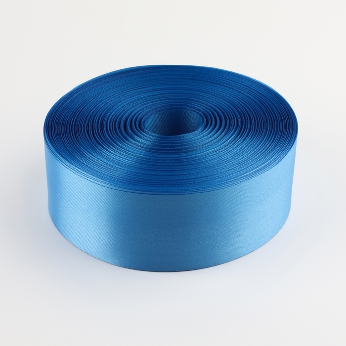 Лента атласная, 50 мм &times; 100 &plusmn; 5 м, цвет ярко-голубой