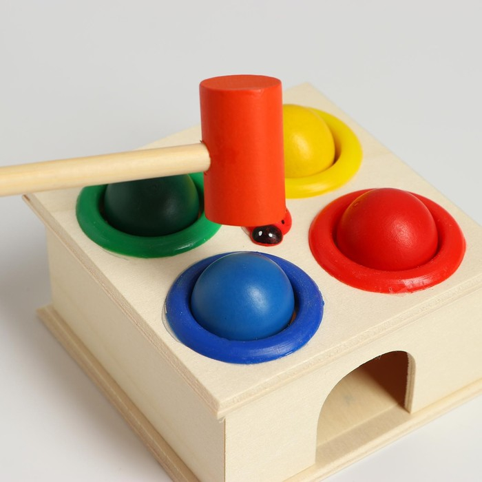 Стучалка квадратная  Стучалка квадратная "Божья коровка" 4 шарика: 3 см, молоточек