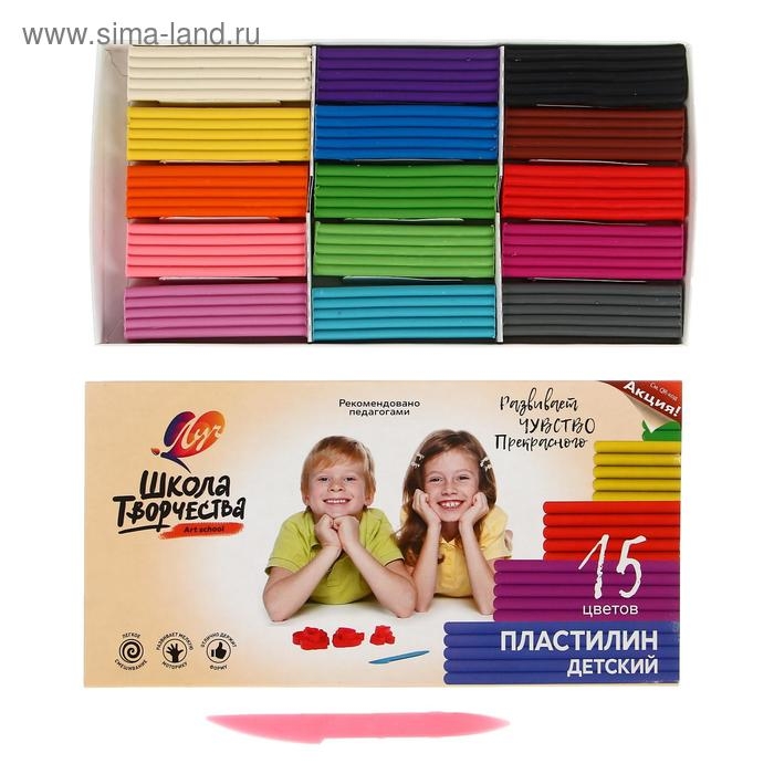 Пластилин 15 цветов 300 г Пластилин 15 цветов 300 г "Школа творчества"
