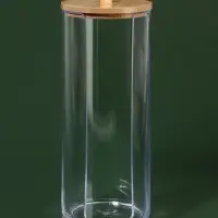 Органайзер для ватных дисков, с крышкой, d=6.5&times;18 см, прозрачный, коричневый