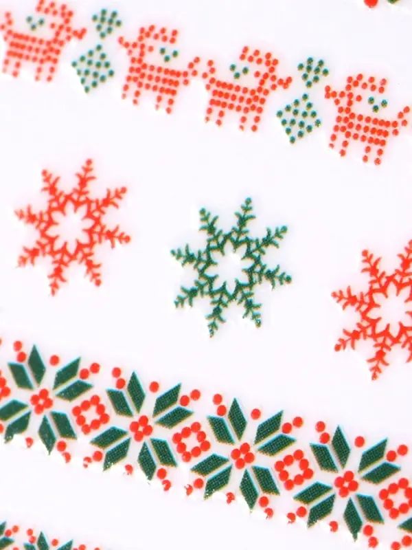 Наклейки для ногтей &laquo;Зимние звезды&raquo;, красные, зелёные