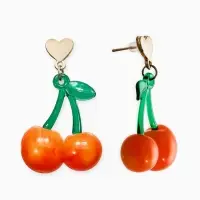 Серьги "Вишня" сердечки, цвет красно-жёлтый в золоте Серьги "Вишня" сердечки, цвет красно-жёлтый в золоте