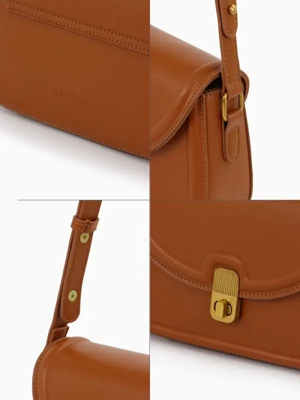 Сумка женская мессенджер TEXTURA на клапане, 23&times;6&times;13 см, коричневая