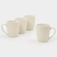 Набор кружек 4 шт  "Линии"  размер 12х9х10 см, цвет молочный