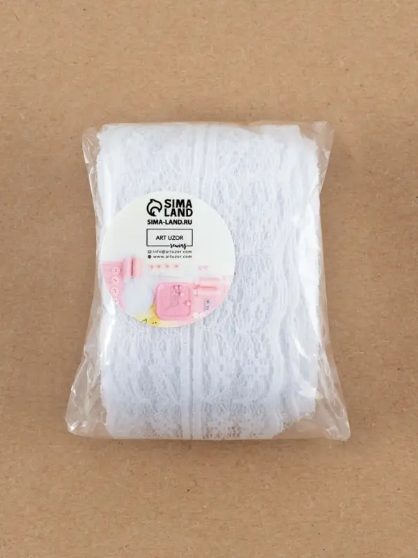 Кружево капроновое, 45 мм &times; 8.5&plusmn;1 м, белое