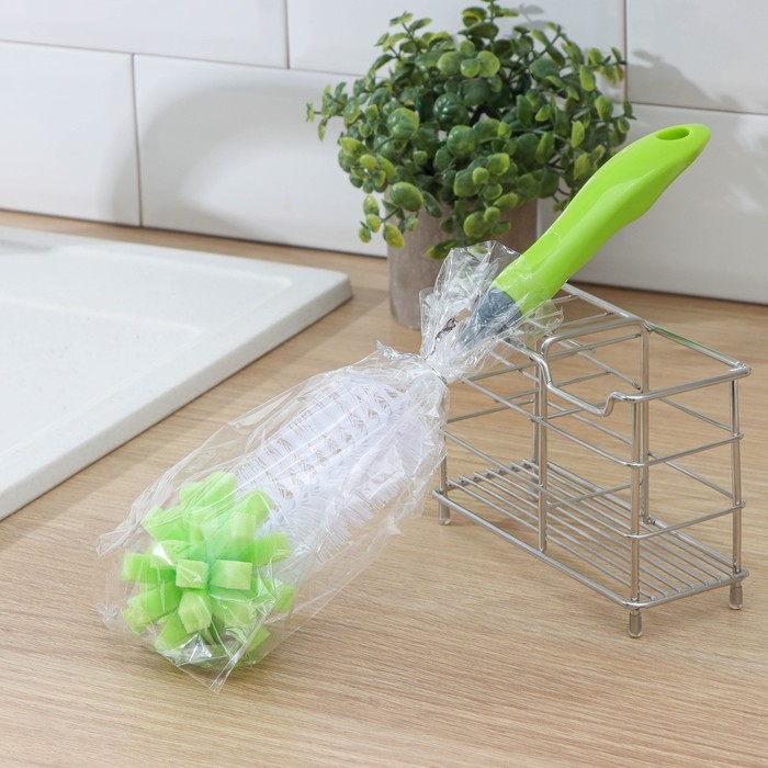 Ерш для посуды с губкой Доляна Green day, 31×5 см, анатомическая ручка Ерш для посуды с губкой Доляна Green day, 31×5 см, анатомическая ручка