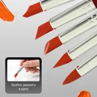 Набор кистей для рисования, 5 штук, круглые, латекс, большие, МИКС