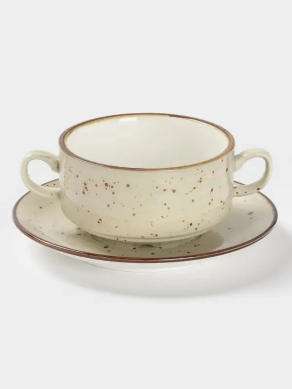 Бульонница с блюдцем Magistro Mediterana, 270 мл, фарфор, бежевая