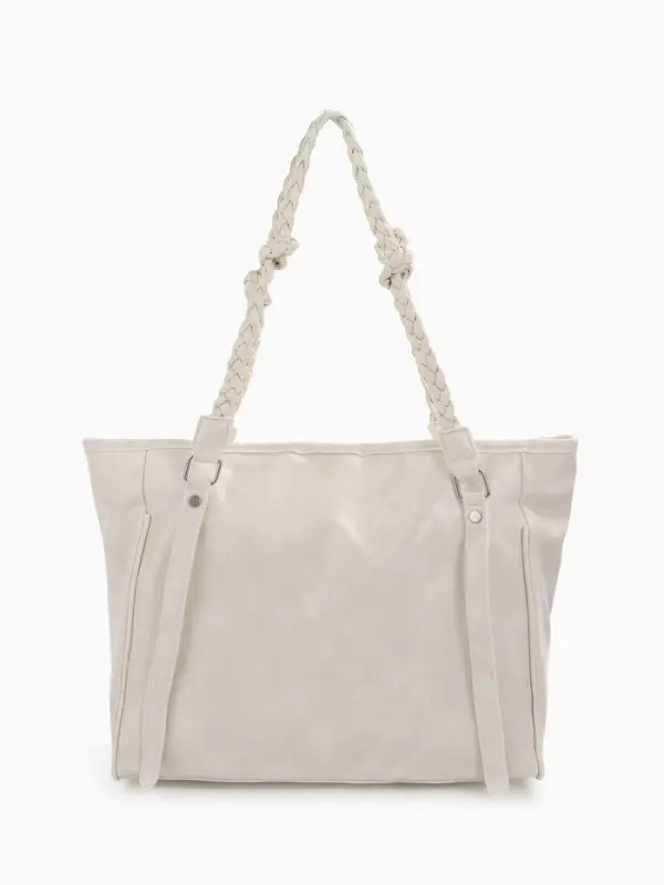 Сумка - шоппер женская на молнии, 44&times;10&times;29 см, однотонная, белая