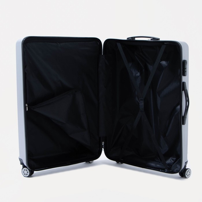 Чемодан большой 84 л (L), отдел на молнии, кодовый замок, цвет серебристый Чемодан большой 84 л (L), отдел на молнии, кодовый замок, цвет серебристый