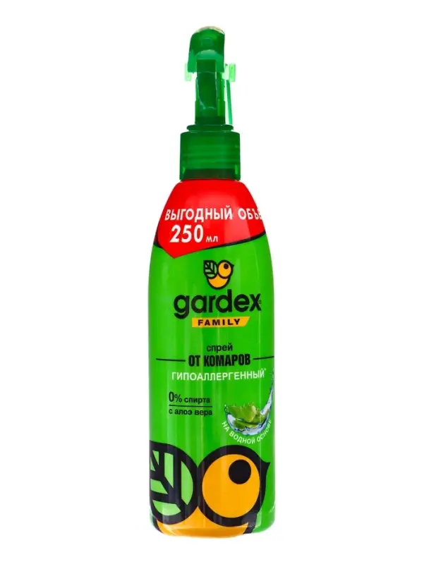 Спрей репеллентный от комаров "Gardex Family", с алоэ вера, 250 мл