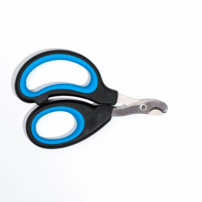 Ножницы-когтерезы  Ножницы-когтерезы "Пижон" Premium с эргономичной ручкой, чёрно-голубые