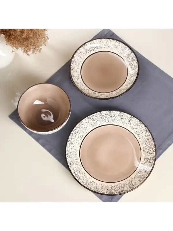 Набор посуды Керамика ручной работы &laquo;Восточный&raquo;, 18 предметов, бежевый, Иран