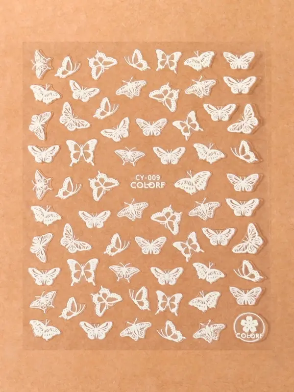 Наклейки для ногтей &laquo;Бабочки&raquo;, флуоресцентные, белые