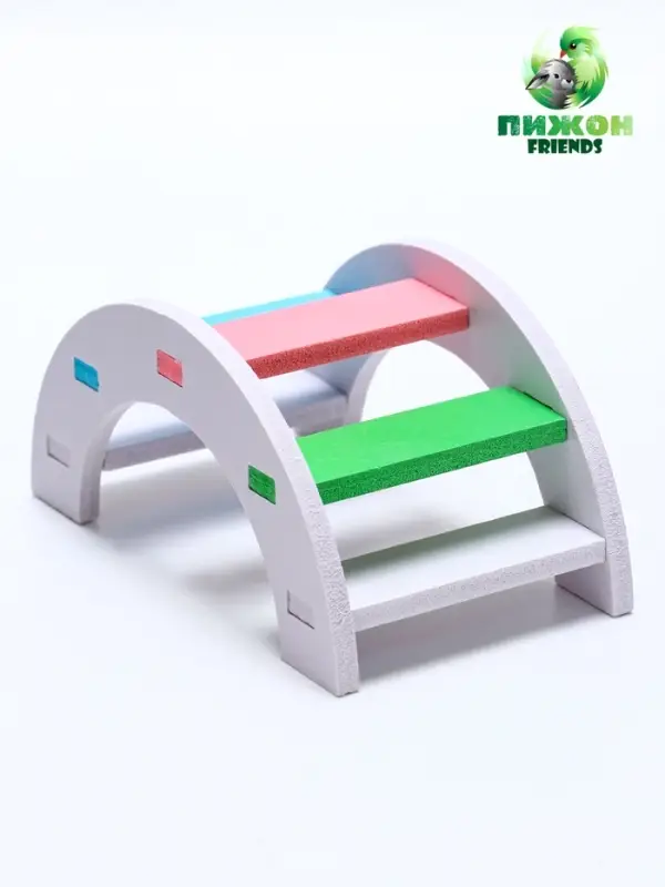 Лесенка для грызунов с цветными ступеньками, белый Лесенка для грызунов с цветными ступеньками, белый