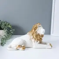 Фигура "Лев африканский №1" белый с золотом, 18х40х20 см