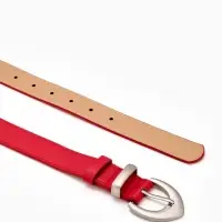 Ремень женский, 110&times;3 см, пряжка металл матовая, серебристая, красный