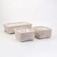 Набор корзин &laquo;Soft&Pure&raquo; 3 шт.: 1 шт. 38&times;27&times;11.5 см, 2 шт. 22&times;18&times;11 см, полиэстер. белый