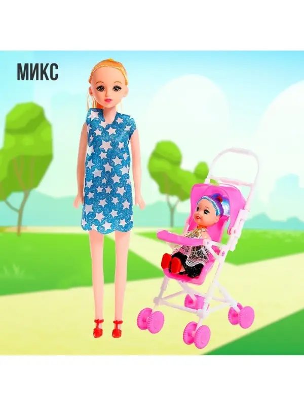 Кукла-модель &laquo;Мама с дочкой&raquo; с коляской, МИКС