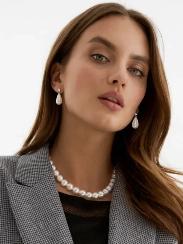 Набор 3 предмета: серьги, бусы, браслет &laquo;Классика&raquo;, белый, 45 см