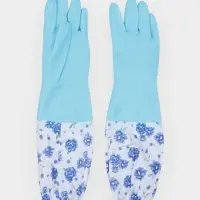 Перчатки хозяйственные с утеплителем Доляна, размер L, длинные манжеты, ПВХ