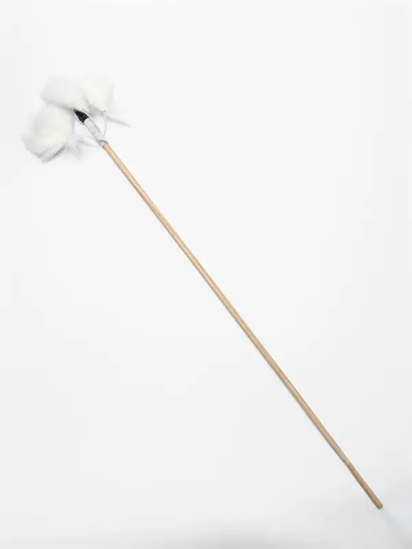 Дразнилка - удочка &laquo;Меховой пушок на трех резинках&raquo;, на деревянной палочке, цвет МИКС