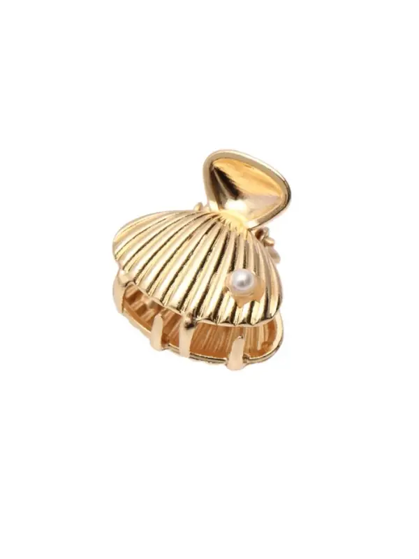 Краб для волос "Лейла море" (набор 2 шт) ракушка бусинка, 2,5х2,5 см, золото